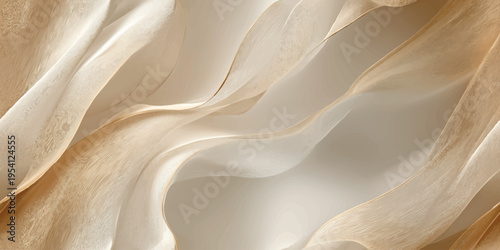 Abstract golden silk waves with fine lines seamless pattern for luxury branding and textile design.