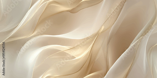 Abstract golden silk waves with fine lines seamless pattern for luxury branding and textile design.