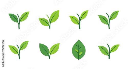 green leaves logo collection eco friendly vector illustration isolated on white background, eco friendly leaf logo collection with natural and organic design concept, green leaf logo set for environme
