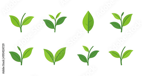 green leaves logo collection eco friendly vector illustration isolated on white background, eco friendly leaf logo collection with natural and organic design concept, green leaf logo set for environme
