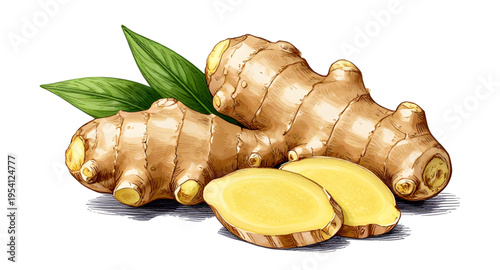 spice, root, ginger, food, fresh, organic, natural, herbal, ingredient, cooking, kitchen, vegetable, nutrition, healthy, plant, vector, isolated