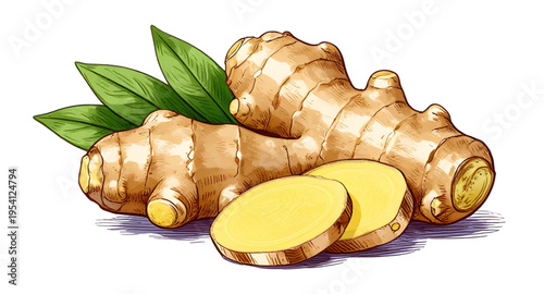 root, spice, ginger, food, fresh, organic, natural, herbal, ingredient, cooking, kitchen, vegetable, nutrition, healthy, plant, vector, isolated