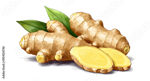 root, spice, ginger, food, fresh, organic, natural, herbal, ingredient, cooking, kitchen, vegetable, nutrition, healthy, plant, vector, isolated