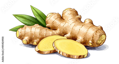 ginger, spice, root, food, fresh, organic, natural, herbal, ingredient, cooking, kitchen, vegetable, nutrition, healthy, plant, vector, isolated