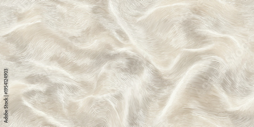 Modern white relief texture with fine wavy lines for minimalist interior design and luxury wallpapers.