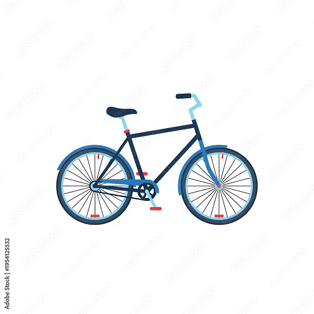 Fototapeta premium Black Bicycle with Blue Wheels Illustration.