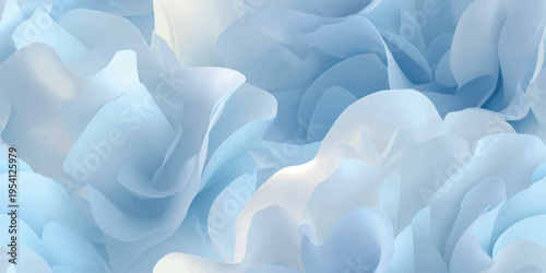 Soft blue ethereal waves seamless pattern with translucent layers for delicate branding and textile design.