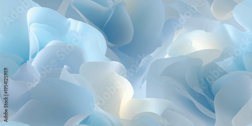 Soft blue ethereal waves seamless pattern with translucent layers for delicate branding and textile design.
