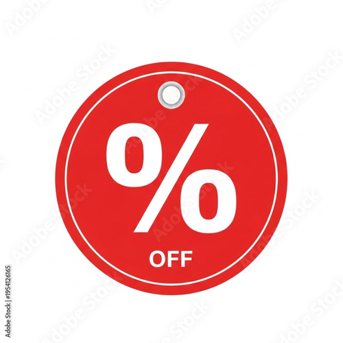 Red Discount Percentage Off Sale Tag Label.
