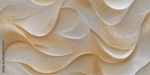 Modern white relief texture with fine wavy lines for minimalist interior design and luxury wallpapers.