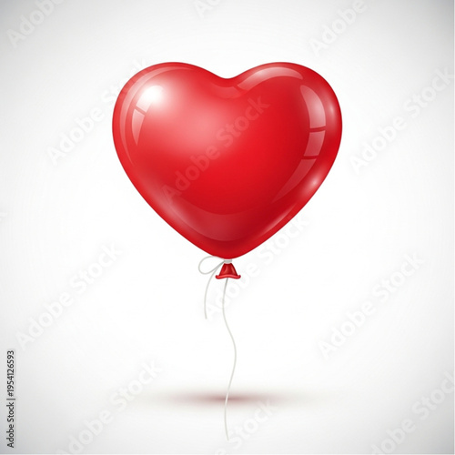 Red Heart Shaped Balloon Floating Freely.
