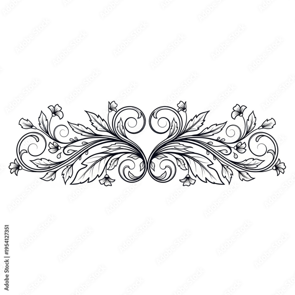 Fototapeta premium Ornate Floral Design Element Black White.