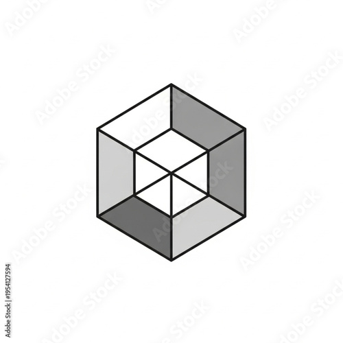 Geometric Tesseract Wireframe 3D Cube Structure.