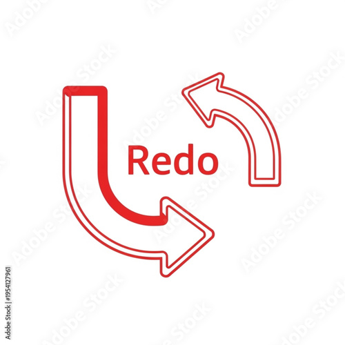 Redo Symbol with Red Arrows Indicating Action.
