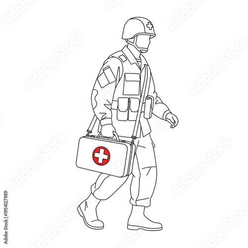 Medical Professional Walking with First Aid Kit.