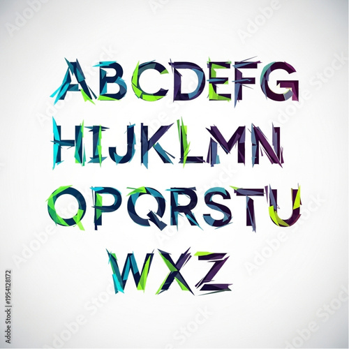 Multicolored Alphabet Letters on White Background.