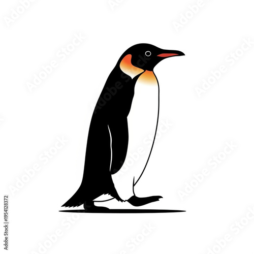 Penguin Standing Alone in Simple Illustration.