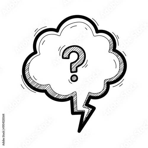 Question Mark Inside Thought Bubble Lightning.