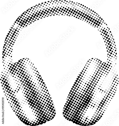 Halftone Headphones Vector Icon – Abstract Dotted Audio Headset Illustration