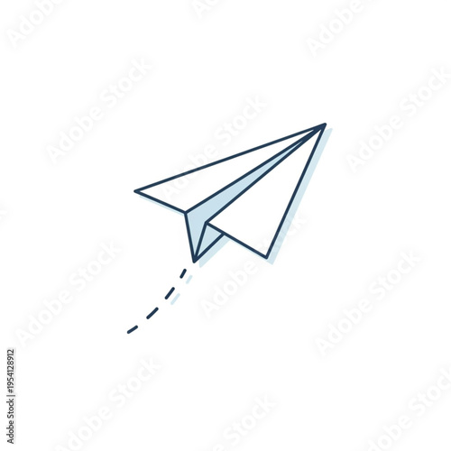 Paper Airplane in Flight Simple Illustration.