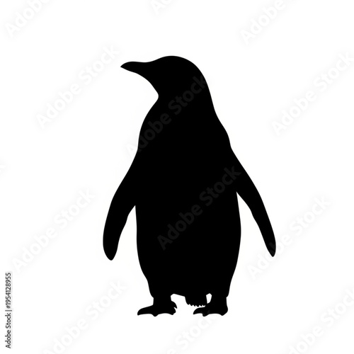 Penguin Standing Alone Silhouette Illustration.