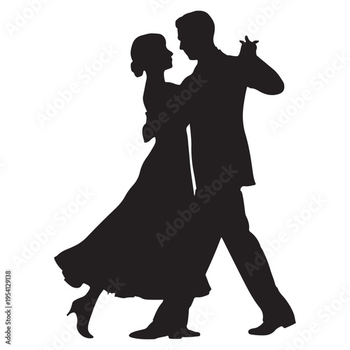 A couple elegantly dances closely together showcasing a romantic and graceful moment silhouette