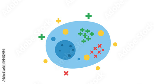 Cellular Biology Concept Icon: Health, Disease, Immune Response & Treatment