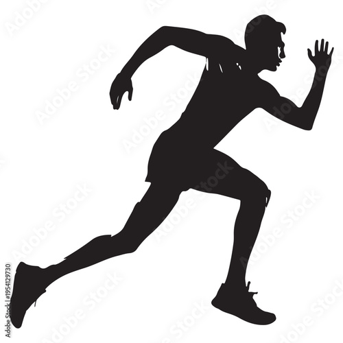 A dynamic image showcasing a man in mid run captured as a striking silhouette