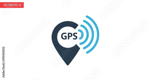 GPS Location Icon with Signal Waves for Navigation and Tracking.