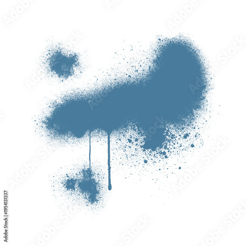 blue spray-paint splatter - isolated no background grunge texture