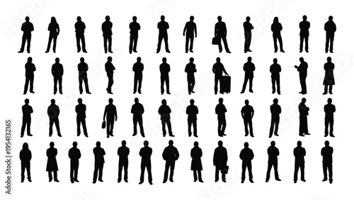 Collection of diverse human silhouettes in various poses