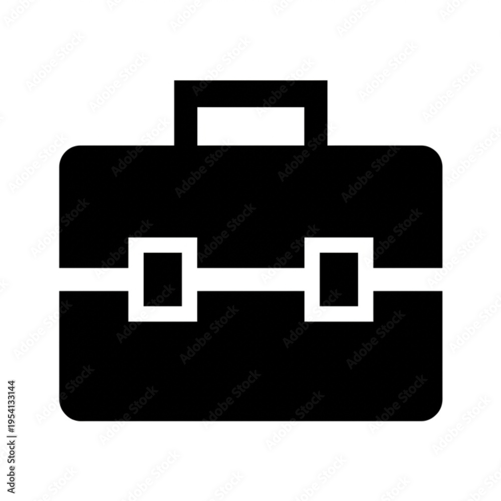 Obraz premium Simple Briefcase Icon – Minimal Business Bag Silhouette Black and White