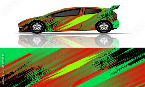 Racing car wrap sticker designs. Abstract designs for racing, modified, and rally cars.