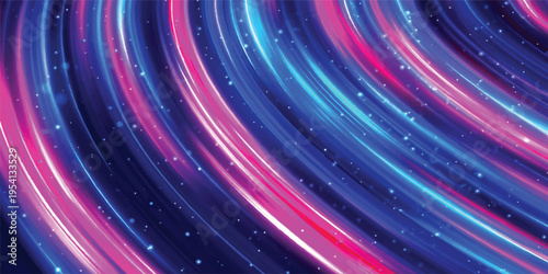 Abstract background with colorful lights featuring a bright blue wave pattern and digital energy motion in a glowing vector illustration backdrop