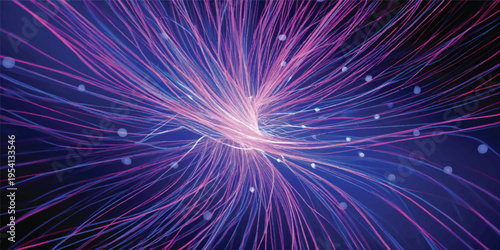 An abstract fractal background swirls with blue and purple energy as a bright star burst shines across a dark space pattern, creating a glowing art illustration for a cosmic backdrop