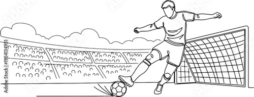 man kicking soccer ball in a stadium