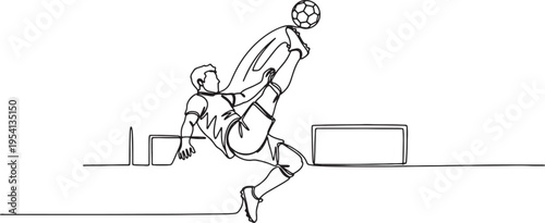 man kicking soccer ball in mid air motion