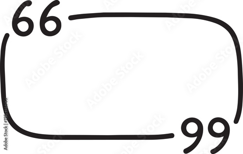 Horizontal long rectangle quotation mark box speech bubble frame quote text blank balloon online chat doodle feedback border