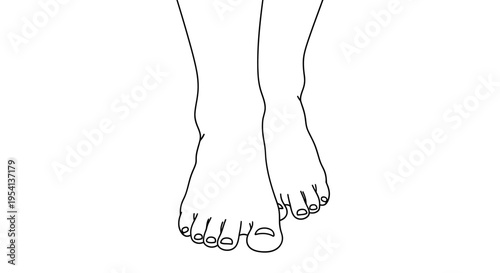 Pair of Human Feet Outline Icon, Isolated White Background