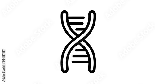 DNA Double Helix Genetic Structure Outline Icon, Isolated White Background