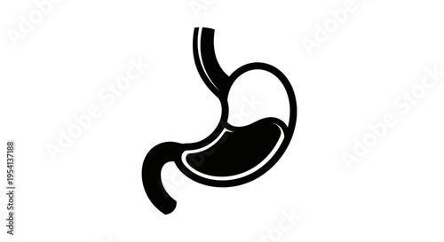 Anatomical Human Stomach Filled Icon for Digestive System, Isolated White Background