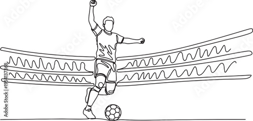 Soccer player kicking ball with dynamic motion lines