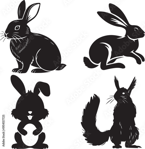 rabbit silhouettes vector