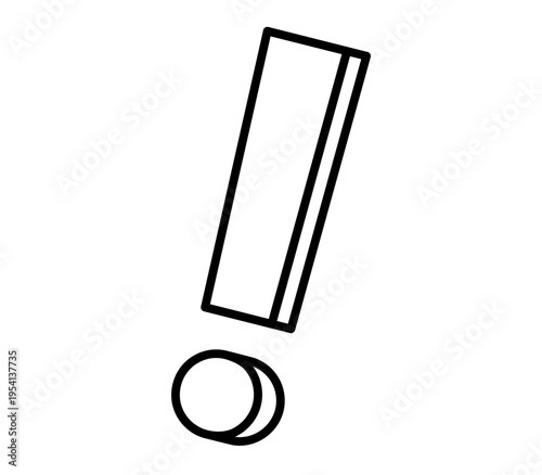 Hand drawn cute outline illustration of exclamation mark. Flat vector attention to problem line art doodle. Caution or error icon. Important message. Support or service. Warning sign. Isolated.