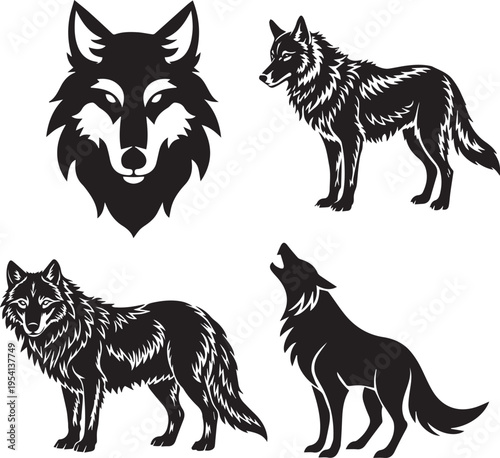 Wolf icon vector set. wild life symbol. animals illustration sign collection. 