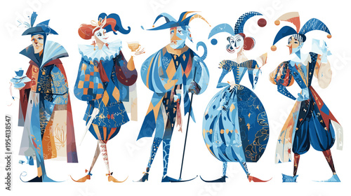 Venetian commedia dell'arte carnival theatrical characters