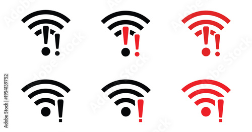 Set of wifi problem icon. disconnect wireless network symbol collection. No wi-fi and internet signal. lost internet connection sign. vector illustration.