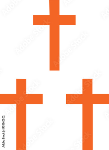 Three orange crosses arranged in a triangle formation symbol