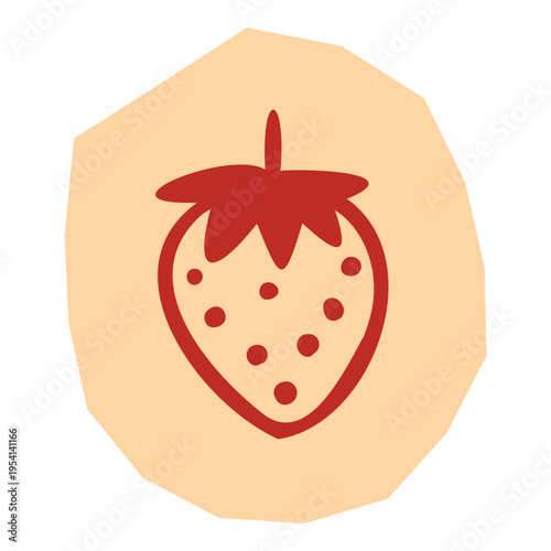 Strawberry fruit with leaf for healthy diet and organic nutrition concept for scrapbook and journal. Vector illustration design.