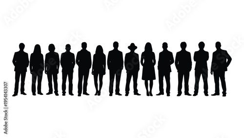 A group of diverse people standing together in silhouette